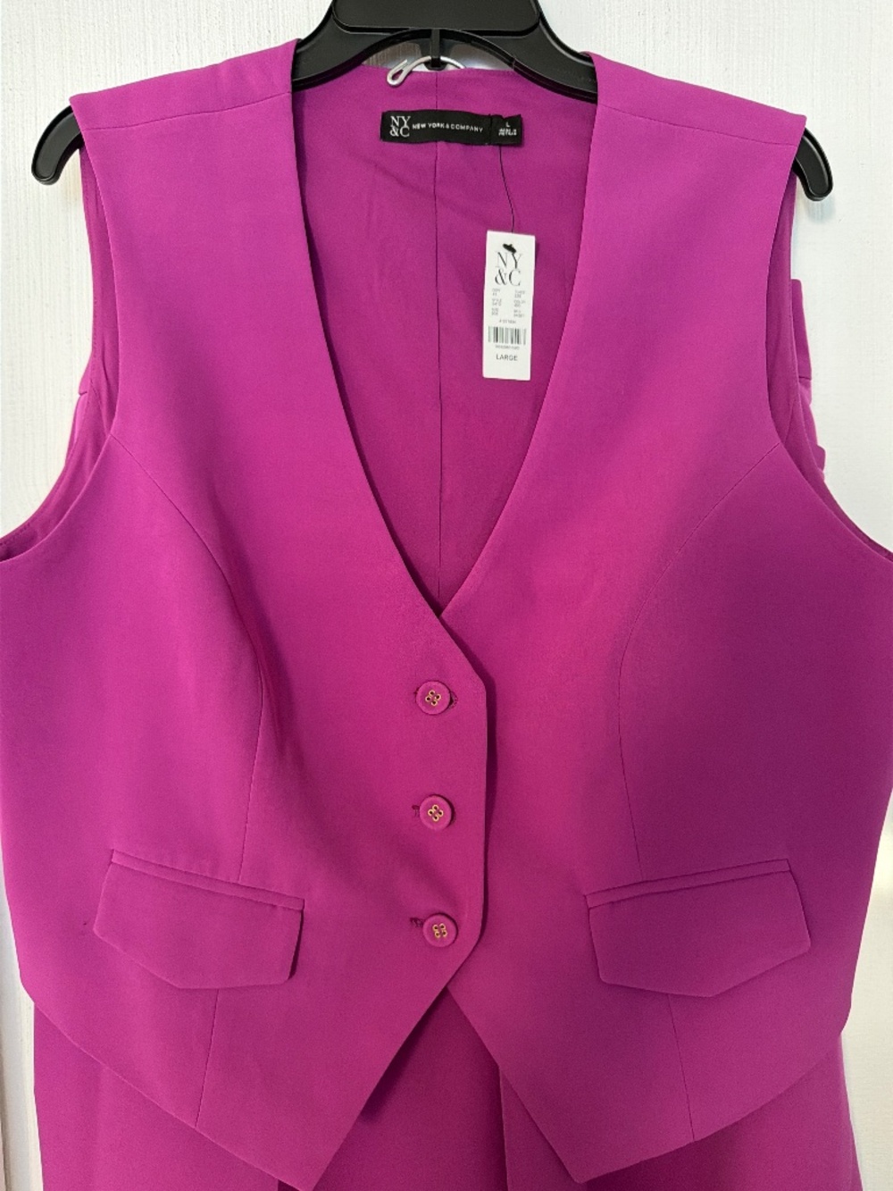 New York & Company Pink/Magenta Tailored Vest Size Large N